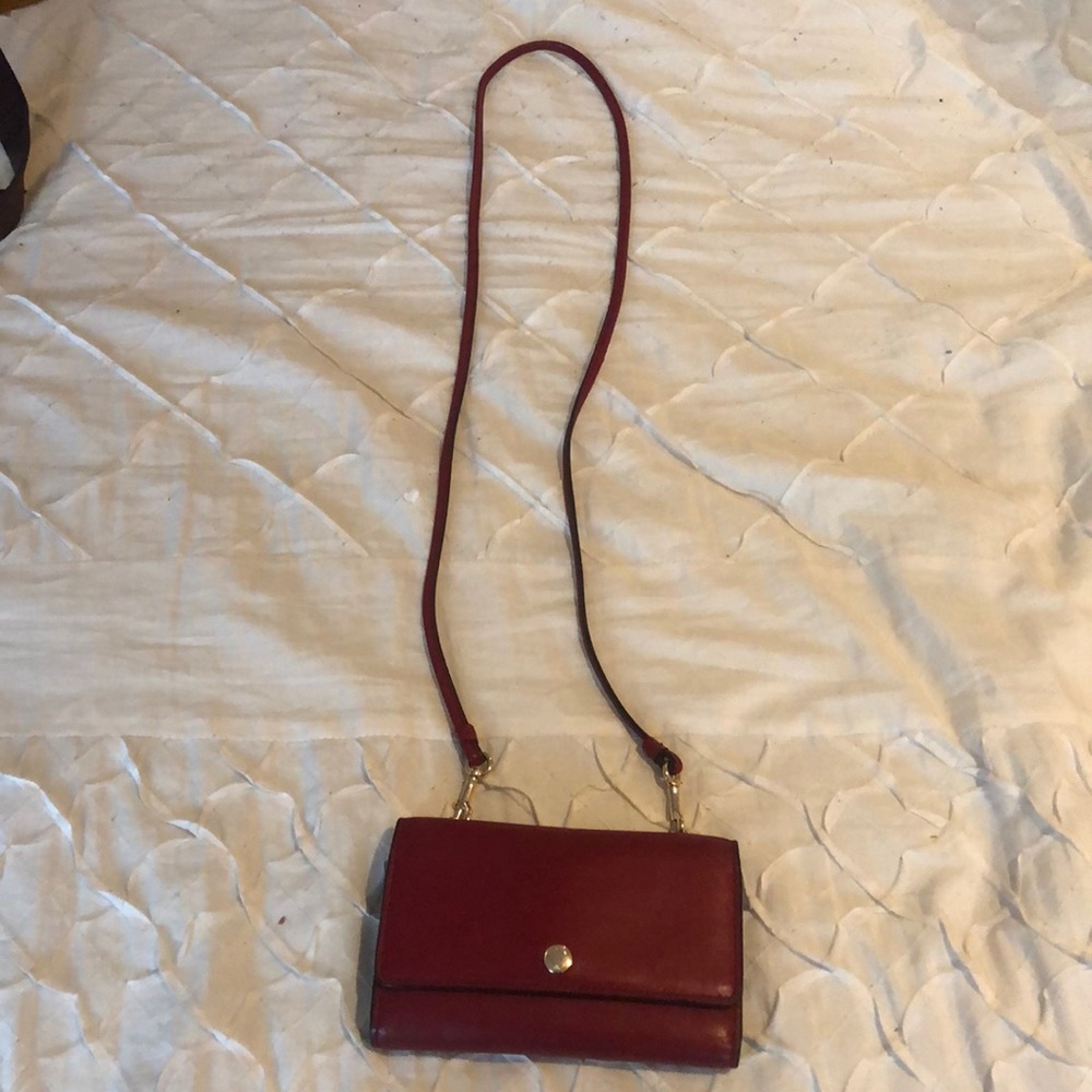 Coach red leather wallet cross body bag